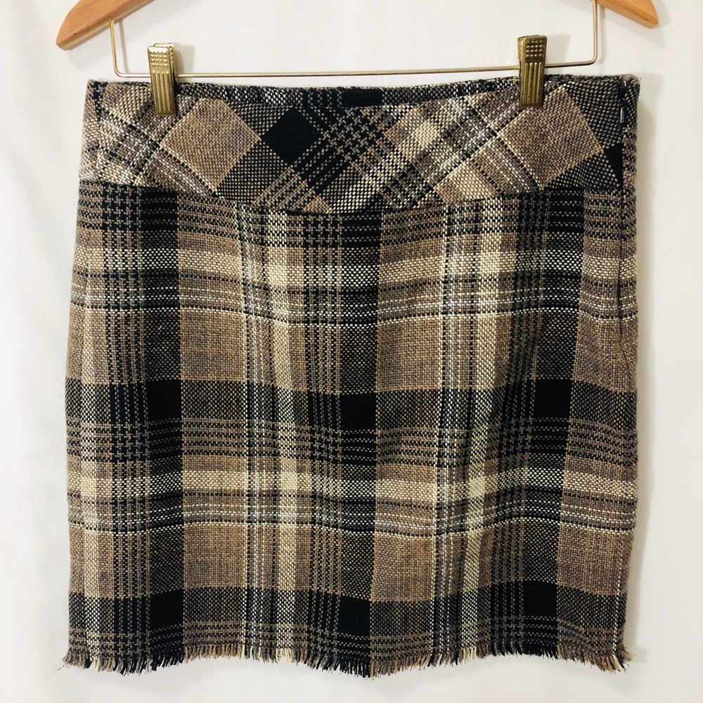 Eddie Bauer Plaid Wool Blend Mini Skirt